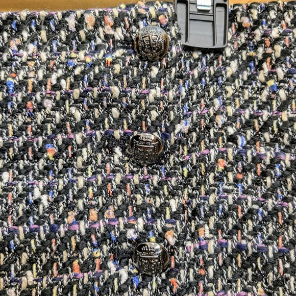 Talbots Size 6 Tweed Multi Color Confetti Straight Pencil Skirt Gun Metal Button - Picture 11 of 12